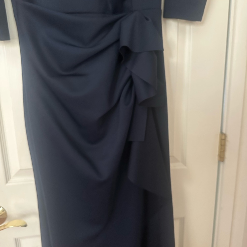 Xscape Blue Sleeveless Sheath Maxi Dress